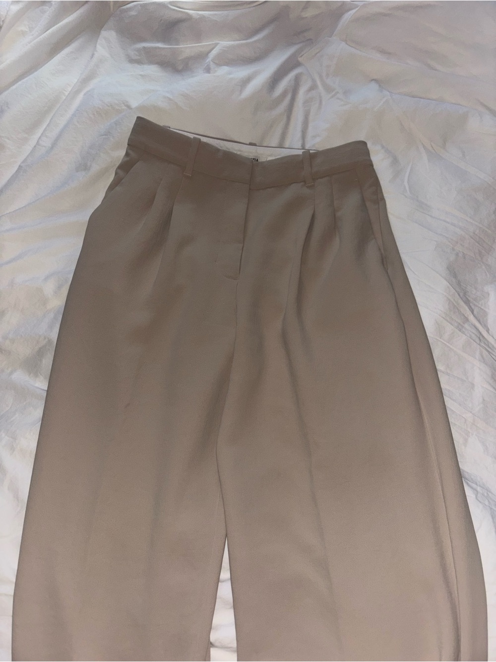 Aritzia Wide-Leg High-Rise Trousers - Taupe